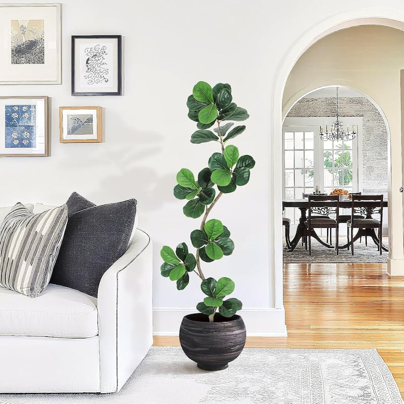 Fiddle Leaf Fig Artificial Tree, Fake Floor Plant for Home Decor - 6 FT