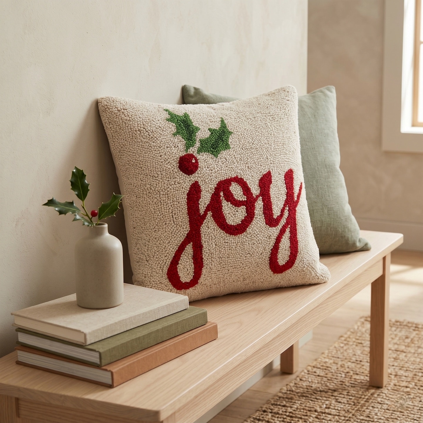 Joy Wool Hook Pillow by The Pillow Shoppe
