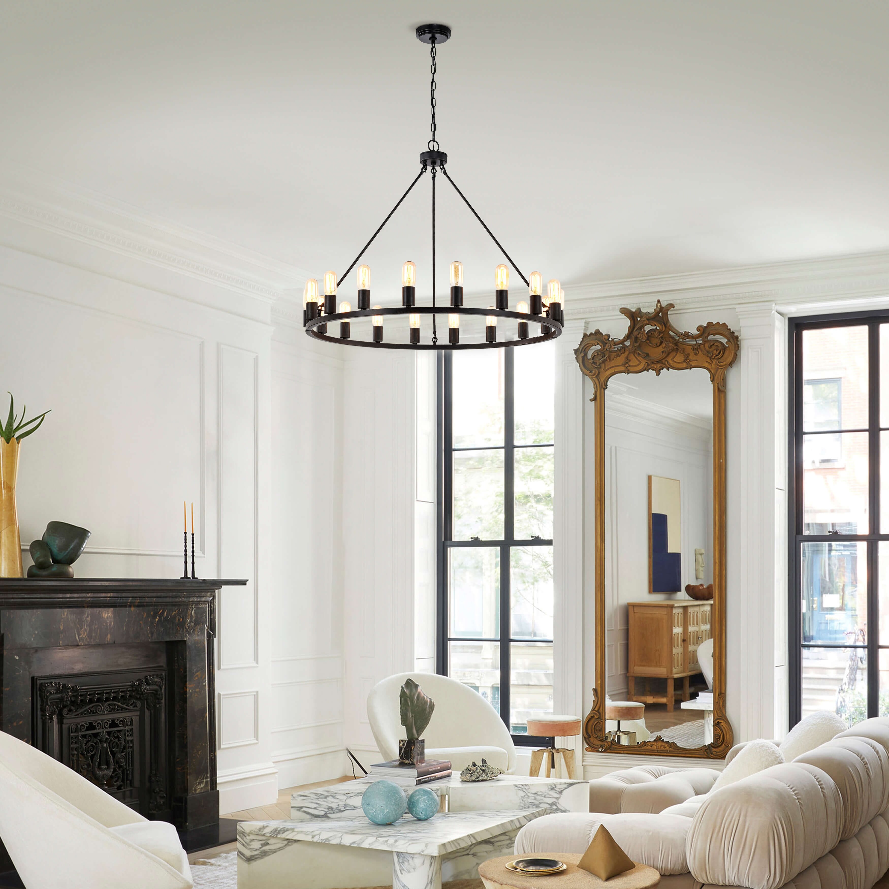 Viviana 18 light Antique Black Metal Round Chandelier On Sale