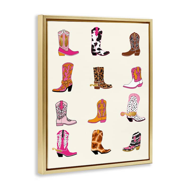 Stupell Bright Cowboy Boots & Spurs Framed Floater Canvas Wall Art Design By Susan Arnot