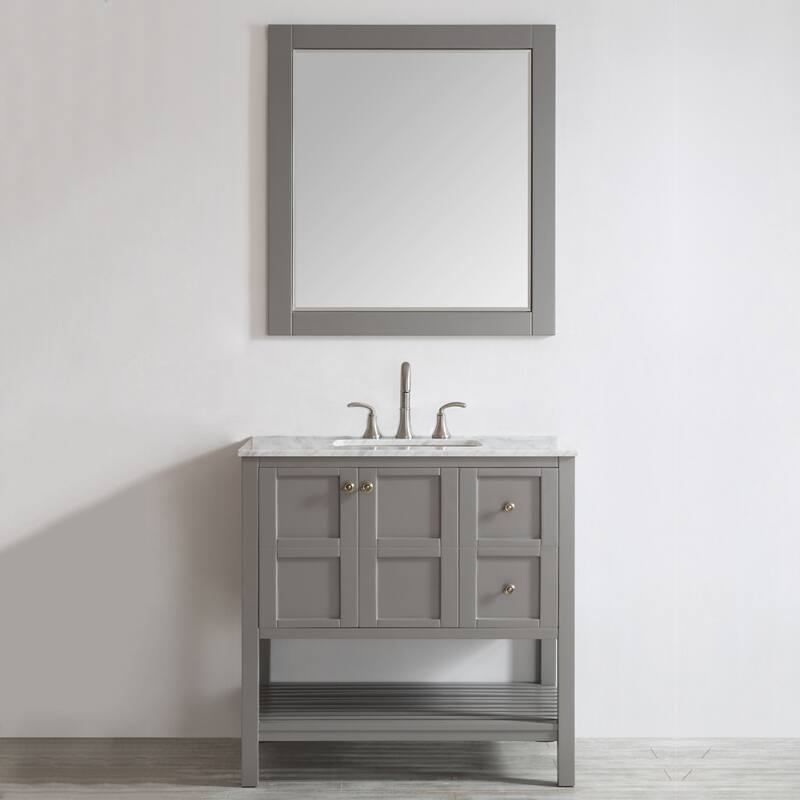 Florence 36 Inch Rectangular Bathroom/Vanity Framed Wall Mirror In Grey - 36 inches