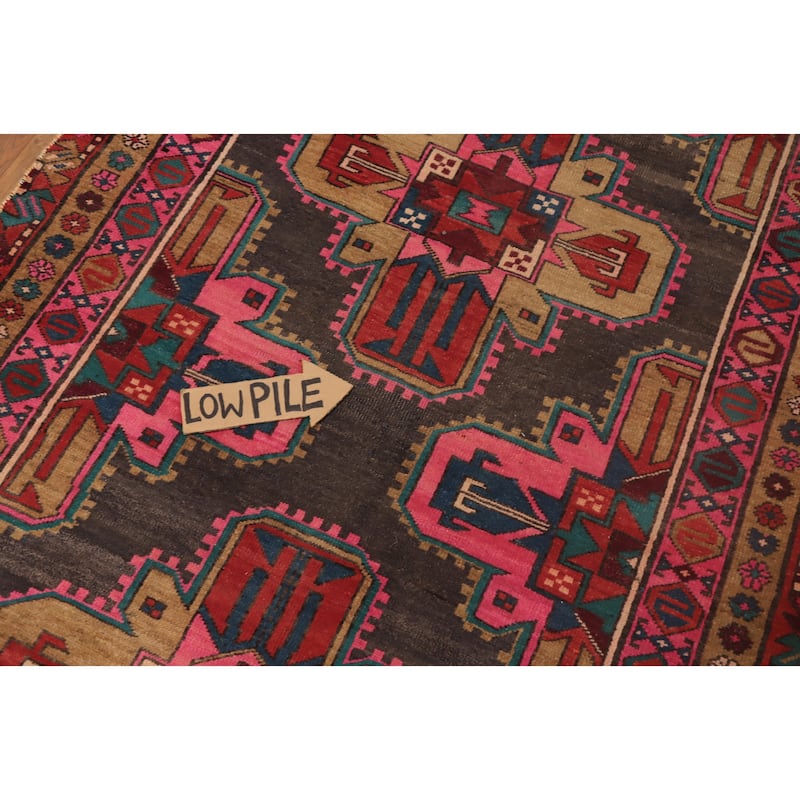 Hand Knotted Oriental 100% Wool Carpet Traditional Geometric Pink Meshkin Runner Rug - 10' 11'' X 4' 1''