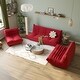 preview thumbnail 16 of 35, 3 pieces Lounge Lazy Sofa Teddy Fabric Couches for Living room Red