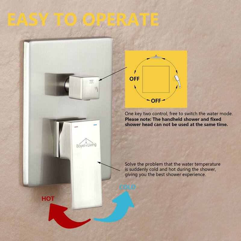 3-Spray Patterns 10 in. Wall Mount Pressure Balance Dual Shower Heads