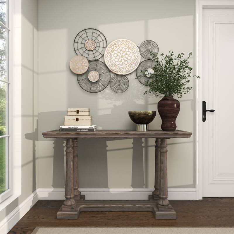 Black Metal Handmade Plate Home Wall Decor with Intricate Pattern