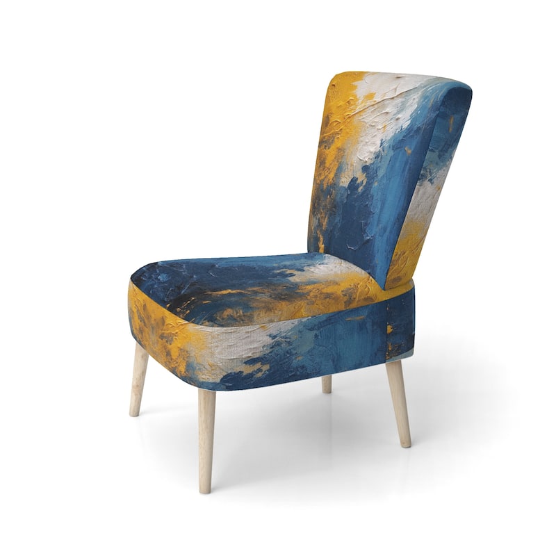Designart "Blue and Yellow Intuitive Expressions I" Upholstered Abstract Accent Chair and Modern & Contemporary Arm Chair