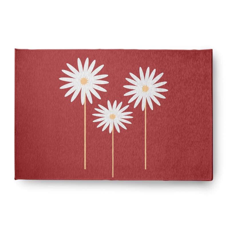 Floral Print Spring Chenille Rug - Ligonberry Red - 4' x 6'