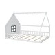preview thumbnail 9 of 31, Full Size Wood House Bed with LED, Window and Fence