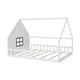 preview thumbnail 29 of 28, Wood Full Size House Floor Bed with Window,Fence and LED Lights