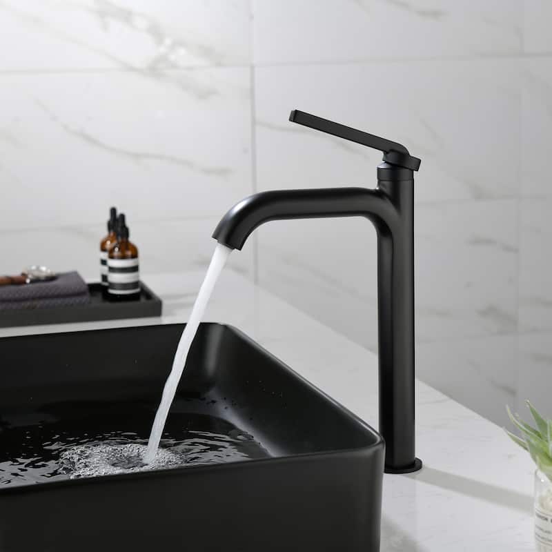 9-12" H Solid Brass Single Handle Bathroom Sink Faucet