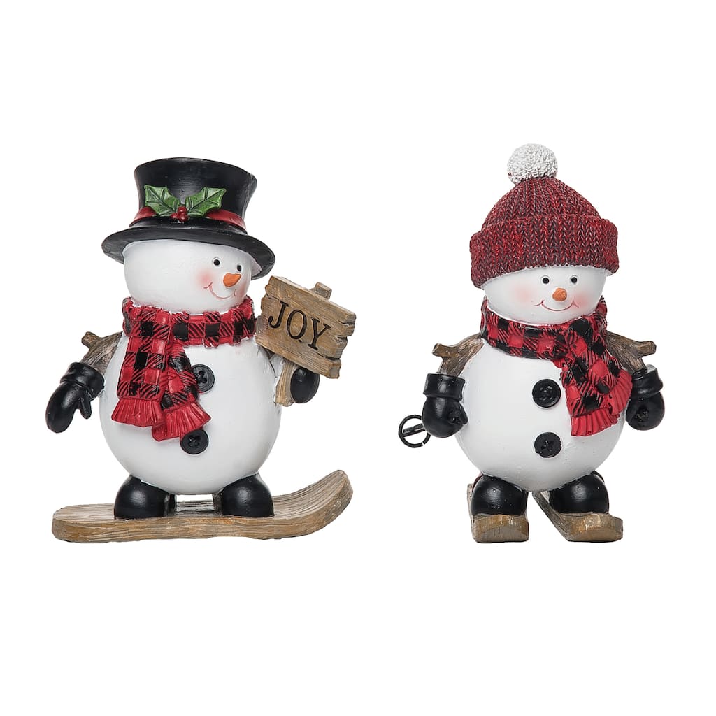 Transpac Resin Skiing Snow Cuties Figurine Set of 2 Christmas Home Decorations
