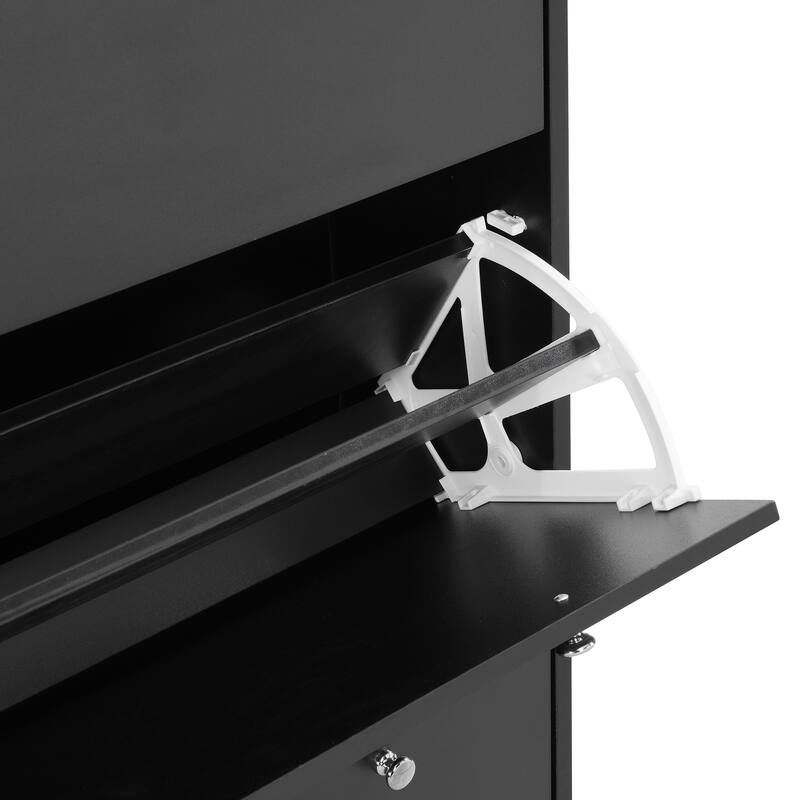 Sleek Narrow Shoe Cabinet with Adjustable Shelves & 3 Flip Drawers, Wood Grain Finish for Entryway Storage