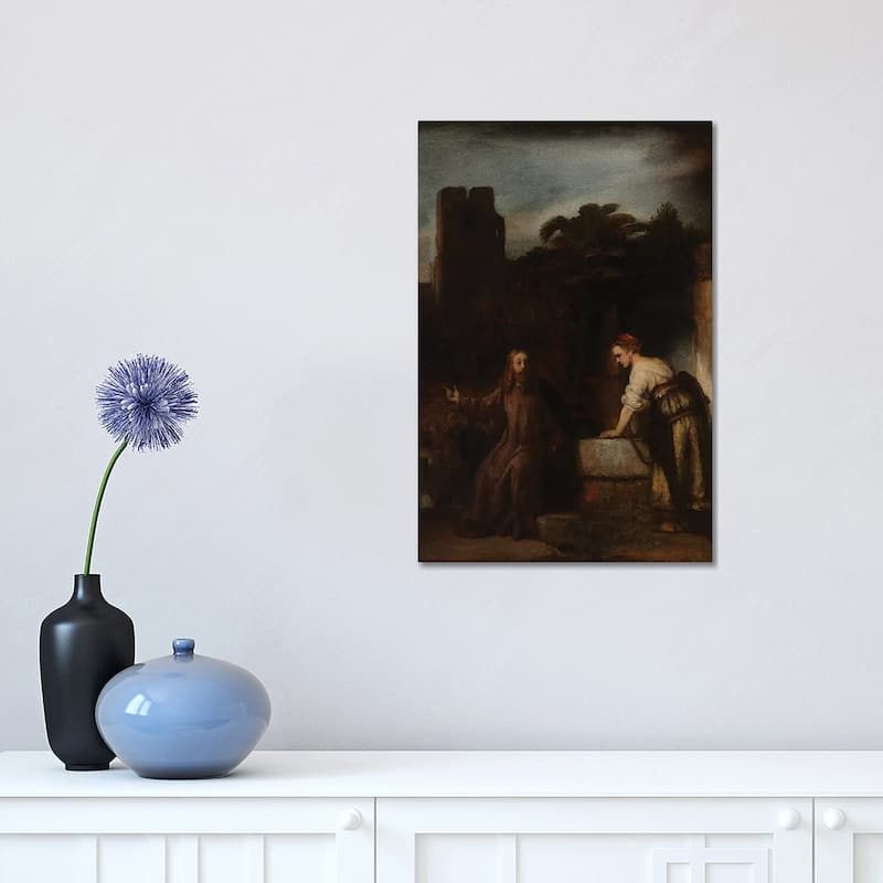 iCanvas "Christ and the Woman of Samaria, c.1655 " by Rembrandt van Rijn Canvas Print - 18x12x1.5