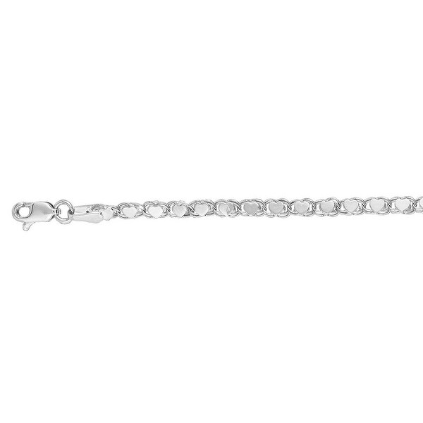 MCS Jewelry Inc 14K WHITE GOLD SOLID HEART MIRROR ANKLET (2.9mm)