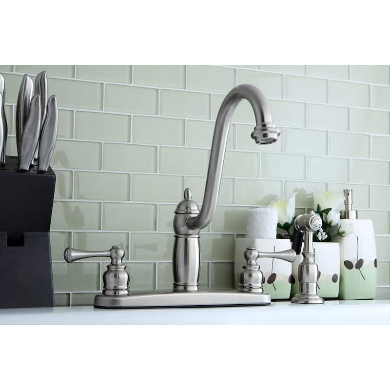 Kingston Brass Heritage Centerset Kitchen Faucet with Metal Lever
