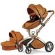 preview thumbnail 1 of 11, Hot Mom Stylish Baby Stroller: F22 Height-Adjustable Seat and Reclining Baby Carriage Brown