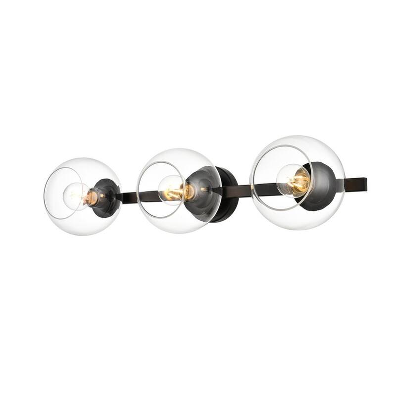 Roger 1 Light Black and Clear Bath Sconce