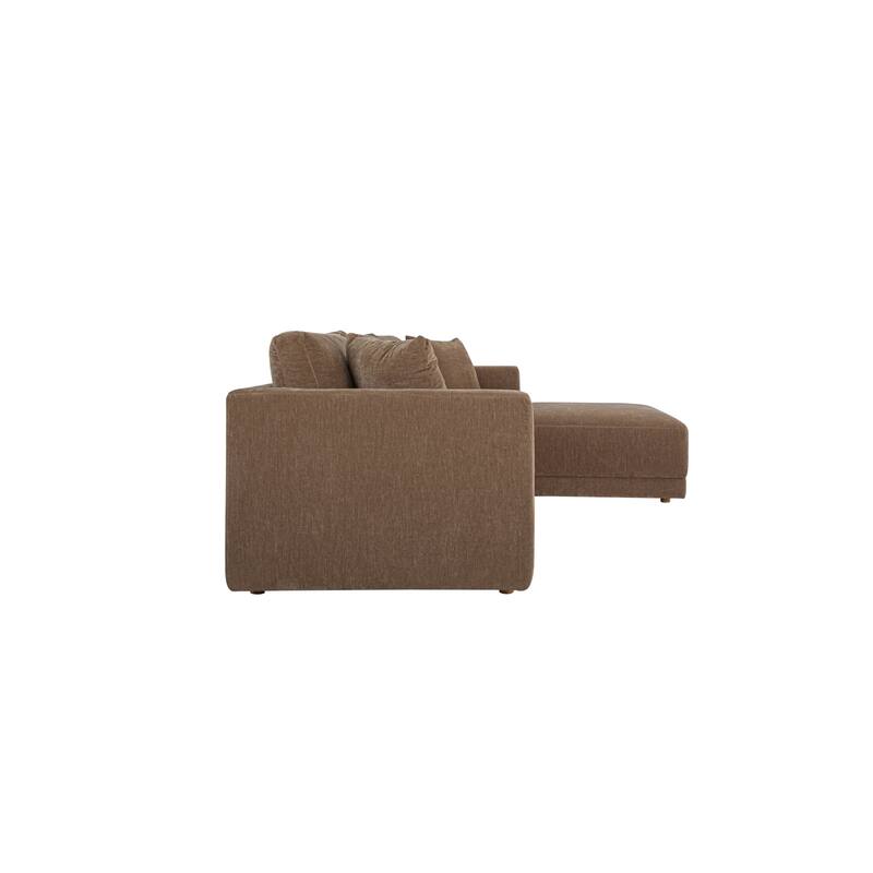NADAAL STUDIOS Nyver Left-Facing Sectional, Deep Seat Layout with Oak Legs and Textured Polyester Upholstery, Camel