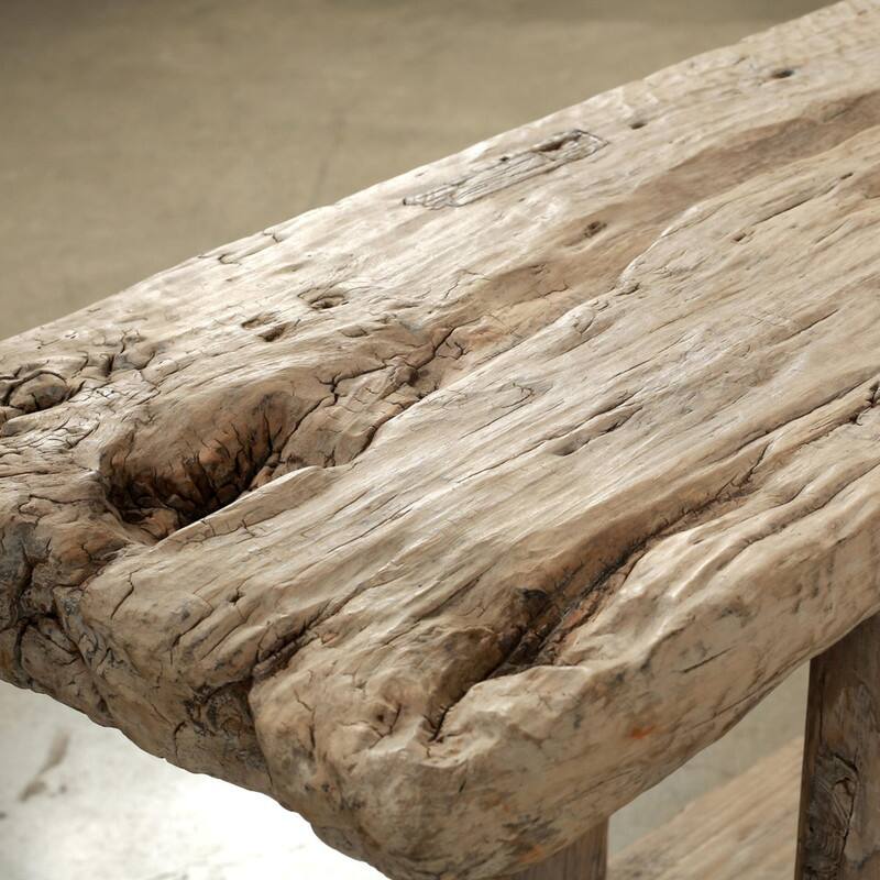 Approx. 76 Inches Wide Vintage Console Table with Shelf Weathered Natural