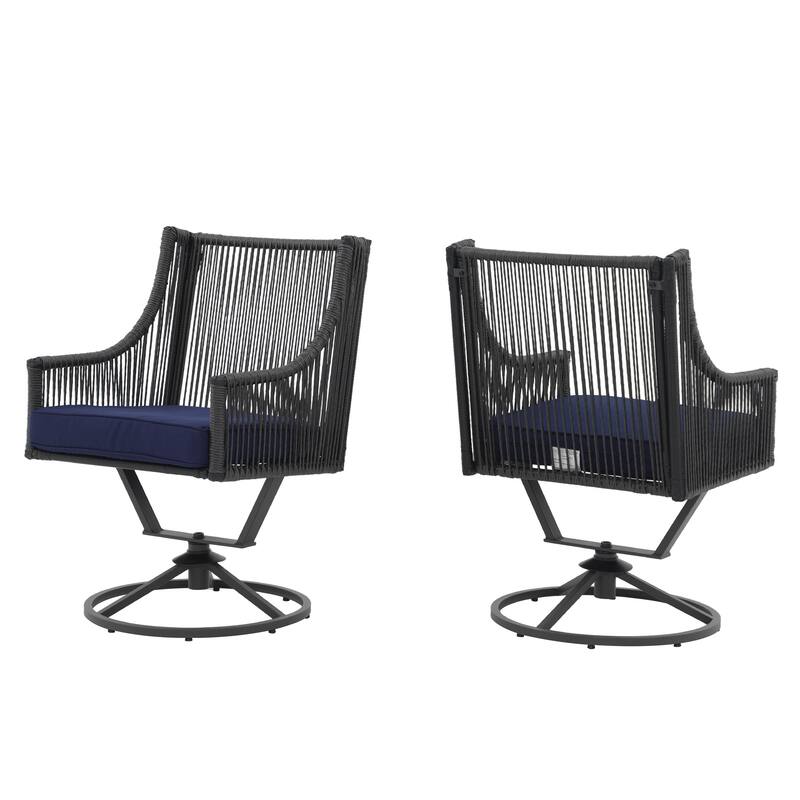Outdoor Wicker Swivel Chairs with Cushion (Set of 2)