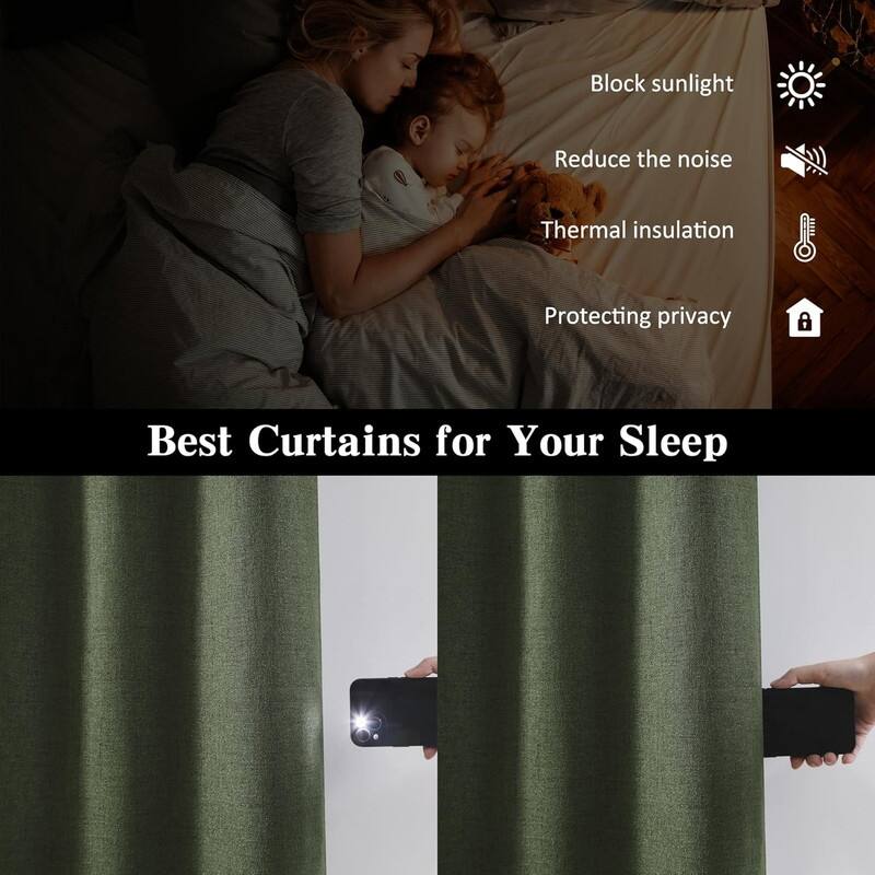 Extra Wide Linen Blackout Curtains 2 Panels - N/A
