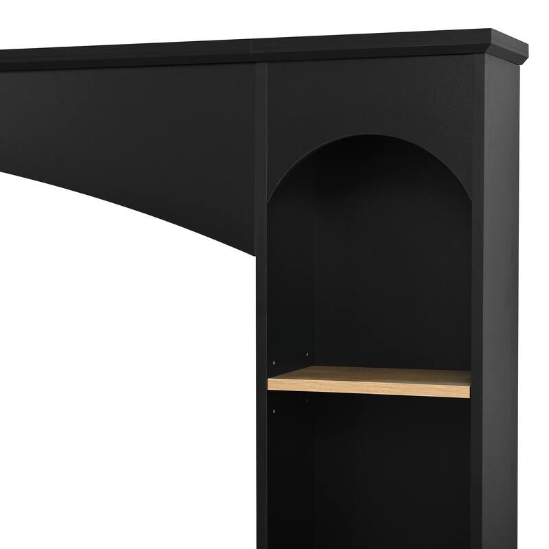 Arched Entertainment Center Wall Unit with Bookshelf, 91" Media Console for TVs Up to 70", Wood TV Stand with Adjustable Shelves