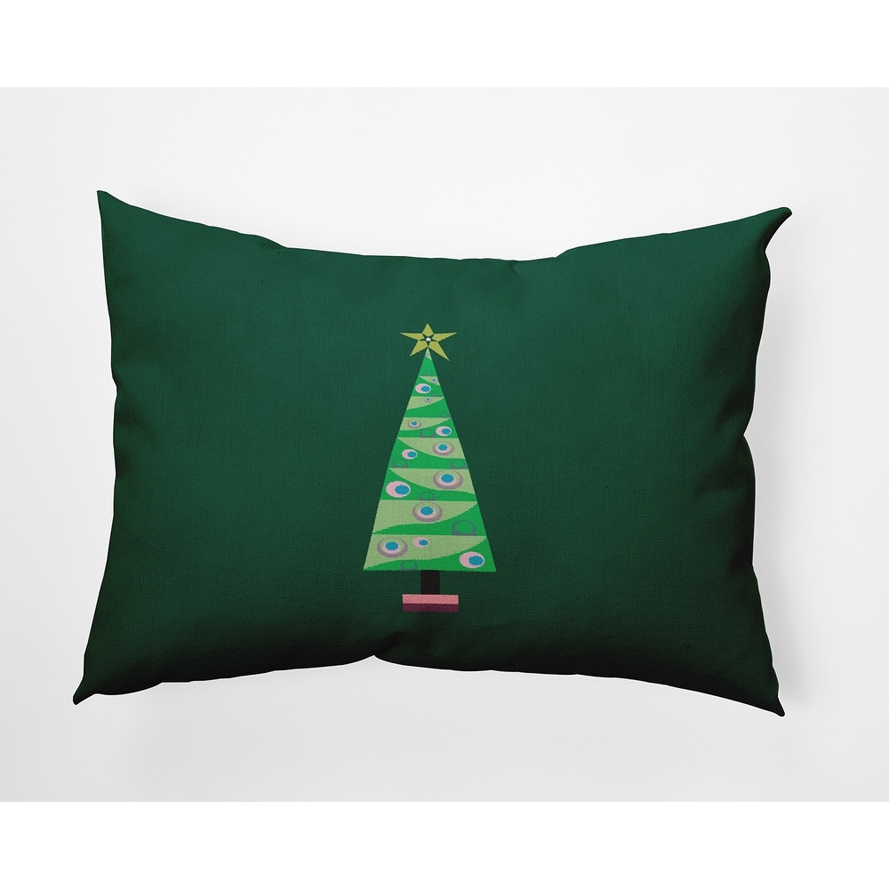 Cartoon Christmas Tree Indoor/Outdoor Throw Pillow