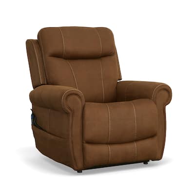 Stewart Amber Brown Power Lift Recliner with Power Headrest & Lumbar by Flexsteel