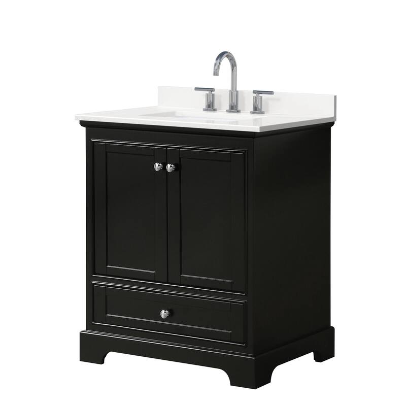 Wyndham Collection WCS202030S-QTZ-US3MXX Deborah 30" Free Standing - Dark Espresso / White Quartz Top / Polished Chrome