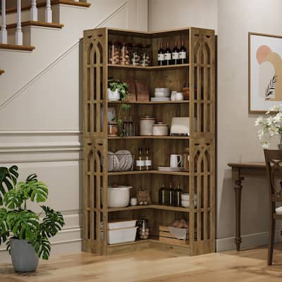 6-Tier Corner Shelf, 75.2" Tall Corner Bookshelf and Bookcase