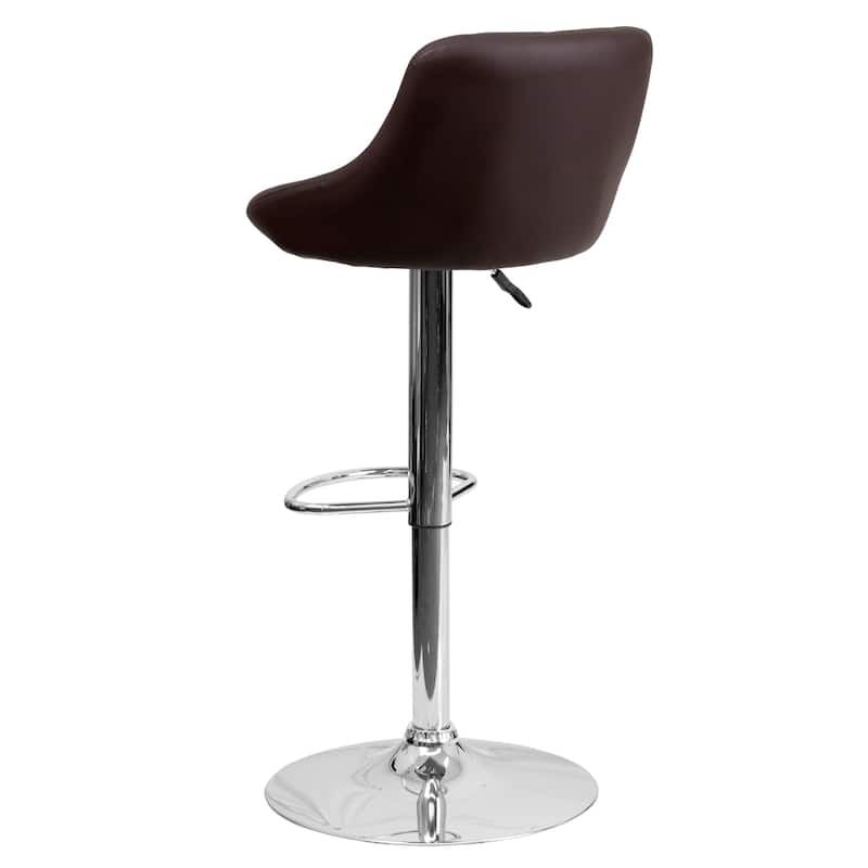 Diamond Pattern Vinyl Bucket Seat Adjustable Barstool - 18.5"W x 19"D x 33.25" - 41.75"H