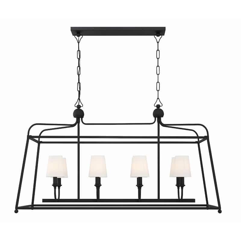Libby Langdon for Crystorama Sylvan 8 Light Black Forged Chandelier - 42"W x 25"H x 18"D