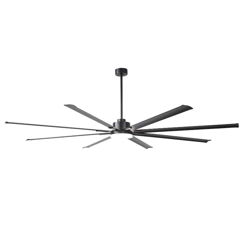 Vaczon 100" Industrial Black Aluminum Extra Larger LED Ceiling Fan with Light and Remote