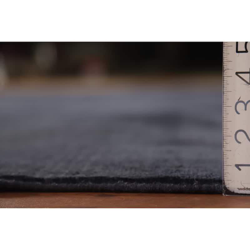 Hand Knotted Oriental 100% Wool Carpet Modern Solid Navy Blue & Blues Gabbeh Area Rug - 13' 1'' X 10' 5''