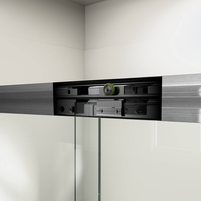 ABRUZZO 44-48" W x 72" H Semi-Frameless Double Sliding Tempered Glass Shower Door with Dual Towel Bars