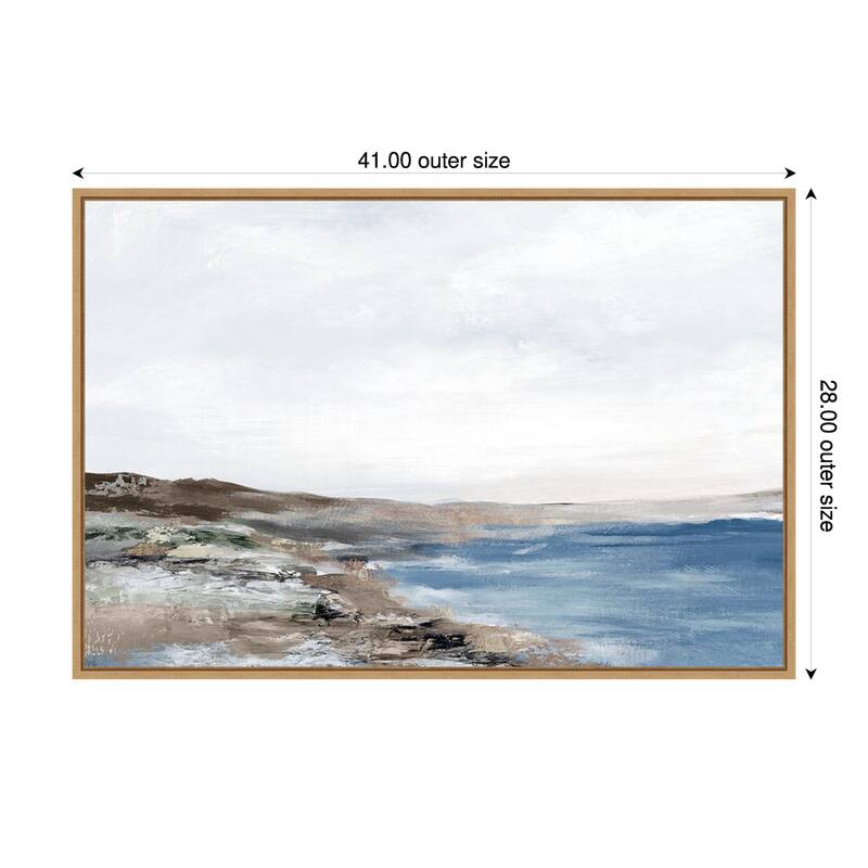 Coastal Serenity Under Vast Sky by PI Studio Framed Canvas Wall Art Print - 41 x 28 in