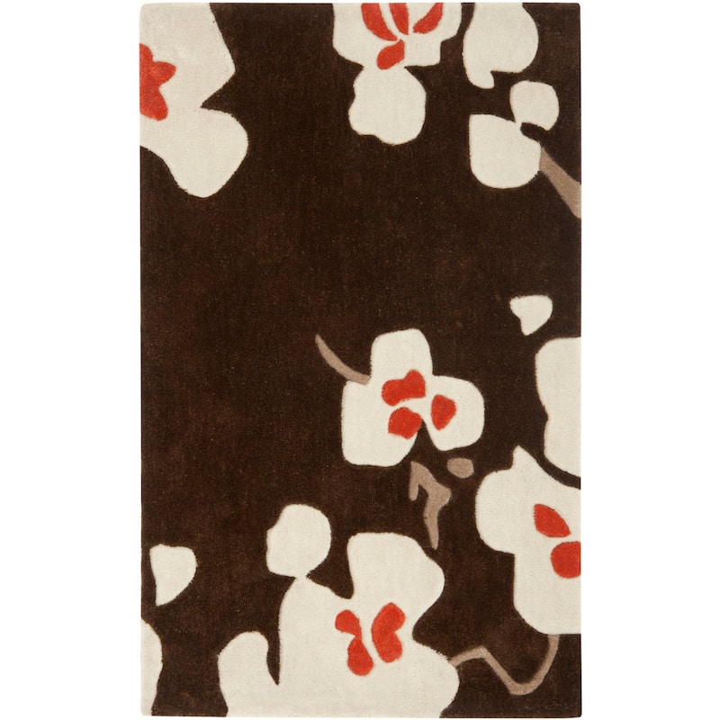 SAFAVIEH Handmade Modern Art Neguta Modern Polyester Rug - 2'6" x 4' - Brown/Ivory