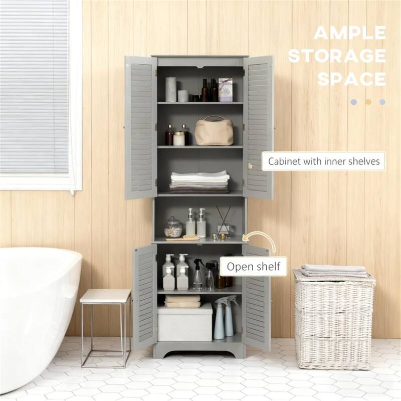 Tall, Narrow Storage Cabinet with Adjustable Shelf & Doors for Bathroom