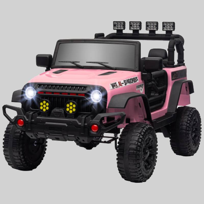 Battery-Powered 12V Ride-On Truck for Kids, Parent Remote, Adjustable Speeds, LED Lights, Music - Pink