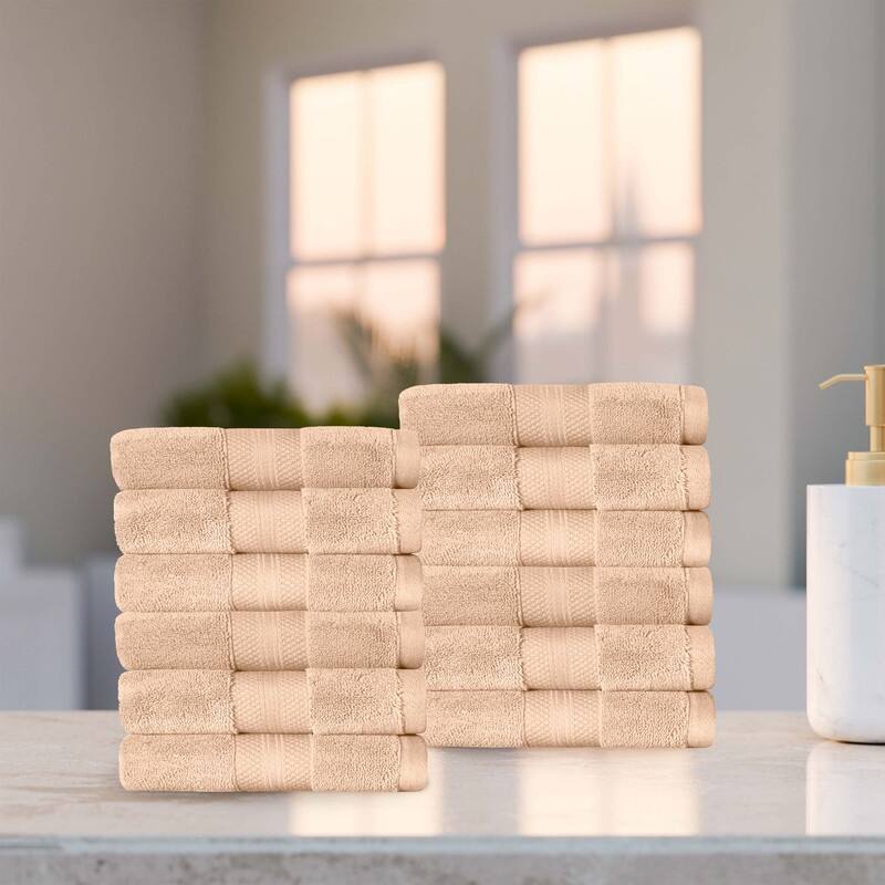 Blue Nile Mills Rio Turkish Cotton Face Towel, Set of 12 - Hazelnut