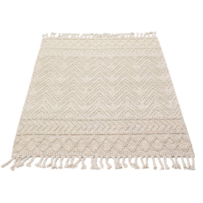 ECARPETGALLERY Braid weave Sienna Grey Wool Rug - 5'4 x 7'1