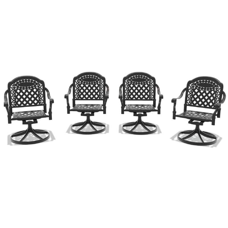 Black Swivel Aluminum Patio Outdoor Dining Chair (4-Pack)