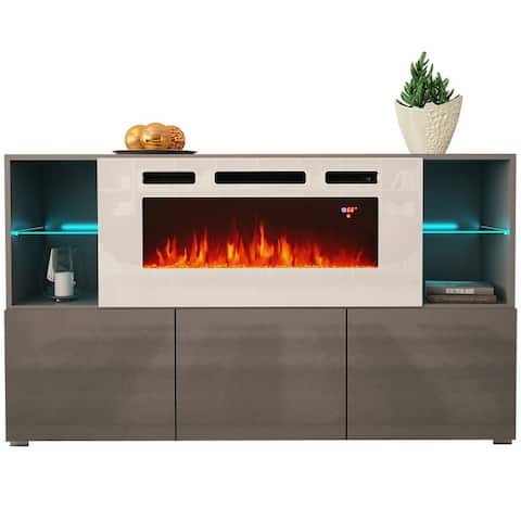 Komi WH03 63-inch Modern Electric Fireplace Sideboard