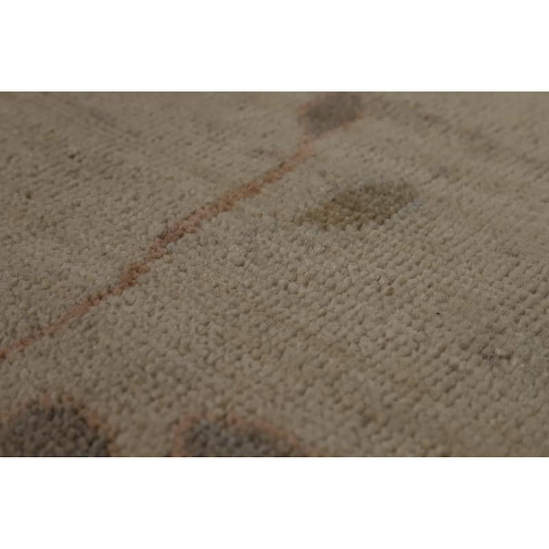 Hand Knotted Oriental 100% Wool Carpet Transitional All-Over Beige & Ivories Oushak Area Rug - 9' 9'' X 8' 2''