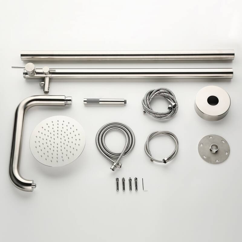 81"H Stainless Steel Freestanding Outdoor Shower with Handheld Shower