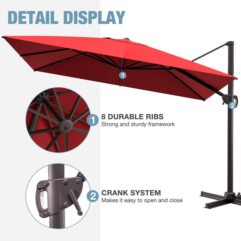 Outdoor Patio Umbrella 9 FT x 11 FT Cantilever-Offset Umbrella