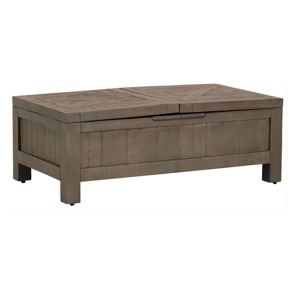 Tarn 48 Inch Coffee Table with Lift Top, Trunk Design, Rustic Gray Wood Bed Bath & Beyond