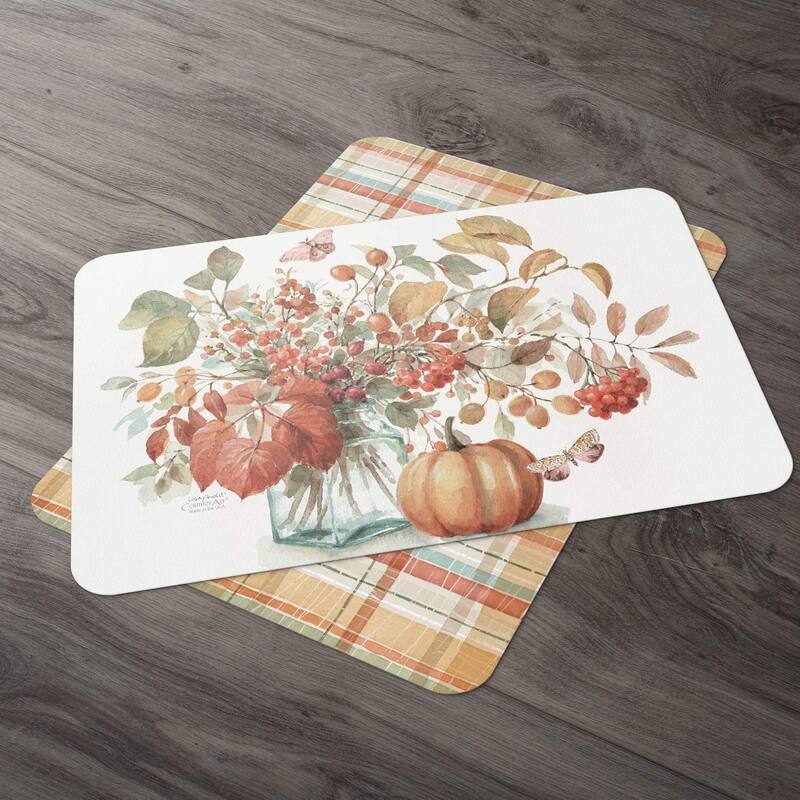 Reversible Wipe Clean Plastic Placemats - Autumn in Nature -Set of 4