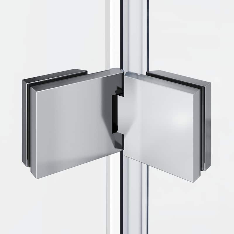 Elegant Frameless Hinged Tub Shower Doors 48" W x 58" H with 5/16" Clear Glass Panel in Chrome Finish - 48" x 58"