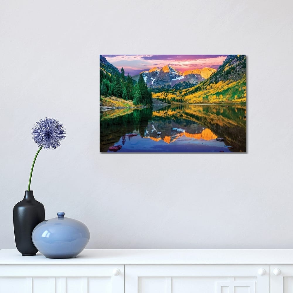 iCanvas "Rise And Shine, Maroon Bells , Aspen Colorado" by Susanne Kremer Canvas Print